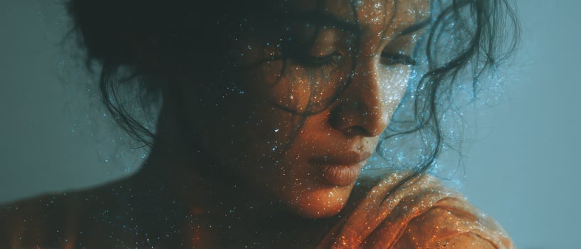Woman with beautiful glow and ethereal reflection photo