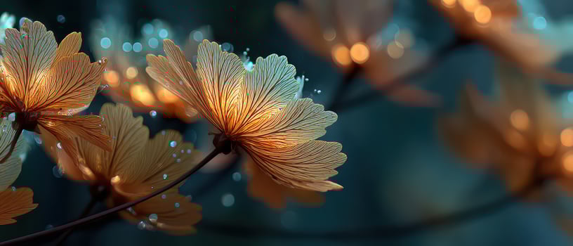 Golden flowers glow in nature photo