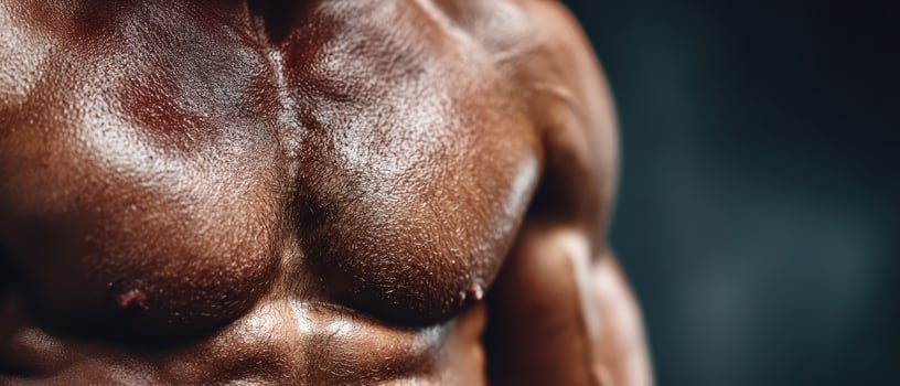 Strong fit physique on display photo