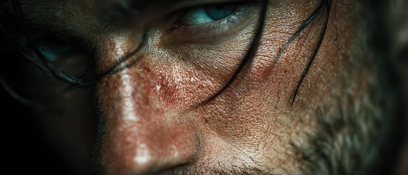Close look at intense eyes expressing raw emotion photo