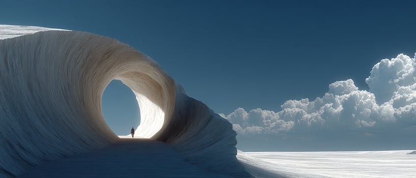 Person walking through unique rock formation photo
