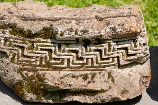 Fragment of the wall of an ancient temple with ornament, Garni, Armenia photo