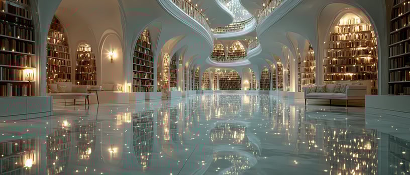 Modern library with reflective floors photo