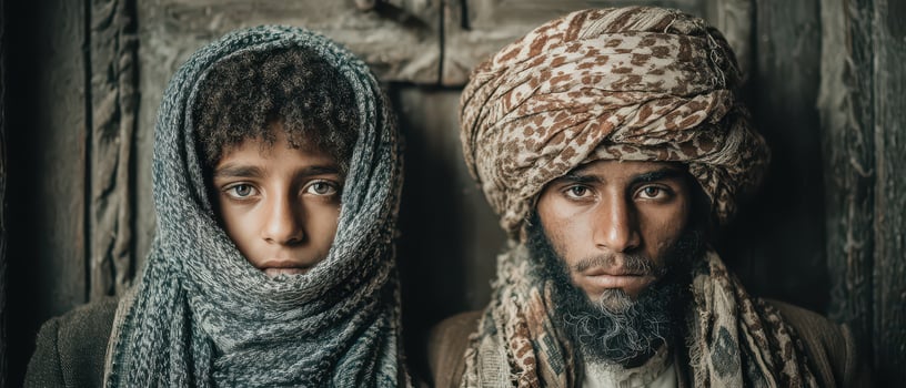 Portrait of two young men in traditional attire photo