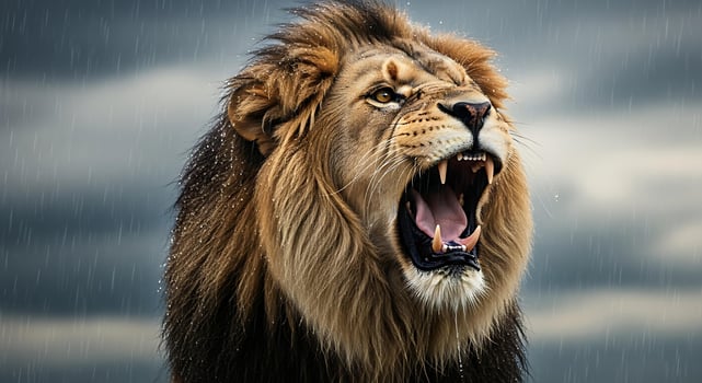 Roaring Lion Head in the Rain photo