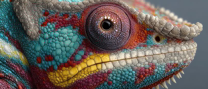 Chameleon shows vibrant patterns and colors photo