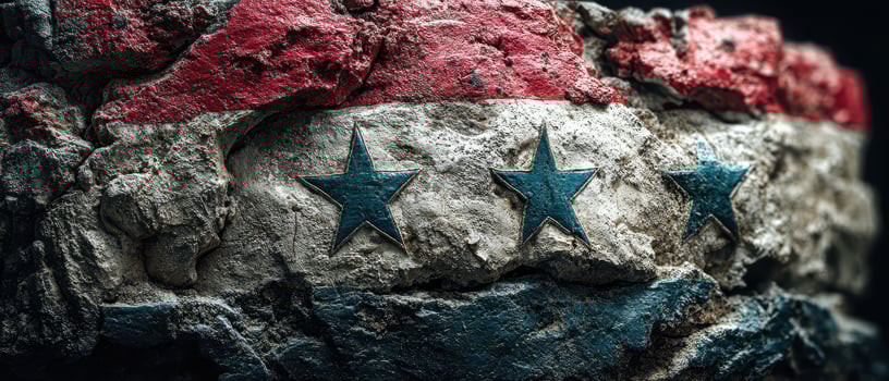 Historic flag design on weathered stone surface photo