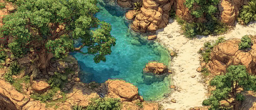 Tranquil oasis with clear water and trees photo