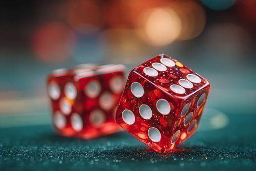 Casino Dice Close-up on Glittering Table photo