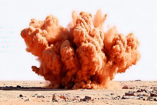 Massive Desert Explosion with Orange Dust Cloud photo