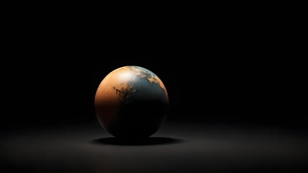 Earth-like Sphere Illuminated with Dramatic Lighting on Dark Background photo