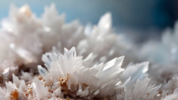 Delicate White Crystal Cluster on Brown Matrix, Close-up photo