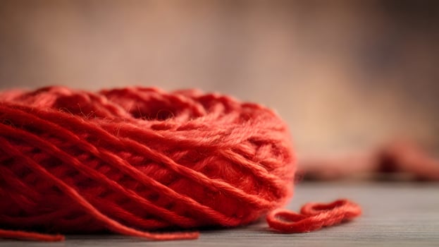 Closeup of a Soft Coral Red Yarn Ball photo
