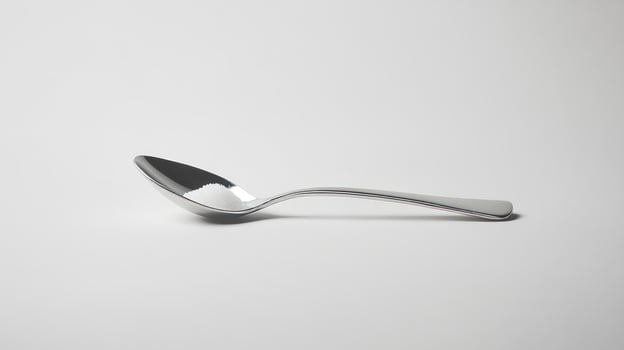 Polished spoon on white background photo