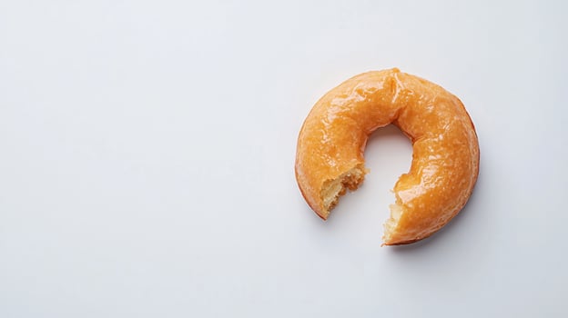 Single glazed donut, bitten photo