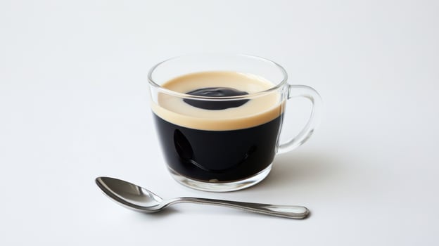 Transparent coffee mug with espresso photo