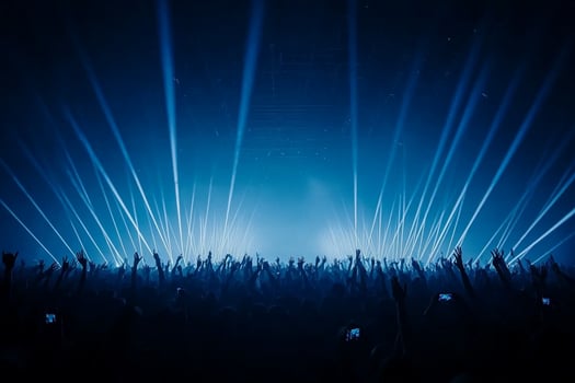A crowd of people at a concert with lights photo