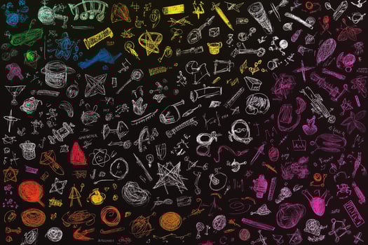 A large collection of doodles on a blackboard photo