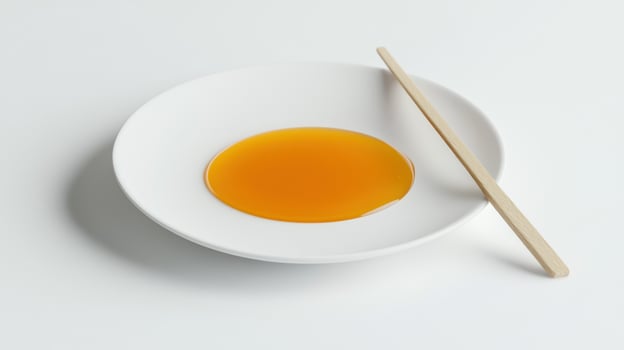 Honey in a white plate with chopsticks photo