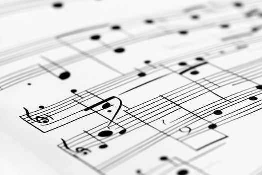 A sheet of music notes with black and white lines photo