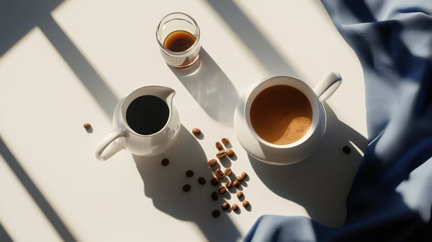 Coffee scene with sunlight photo