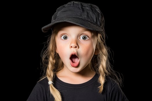 A young girl with a cap on her head photo