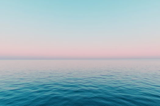 A blue ocean with a pink sky photo