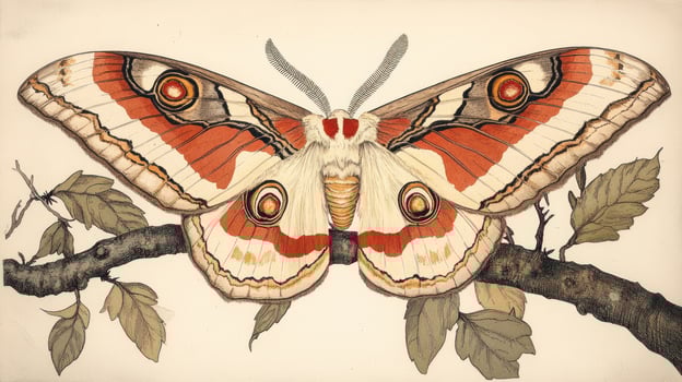 Detailed illustration of a moth with intricate wing patterns photo
