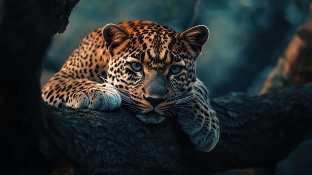 Leopard resting on branch photo