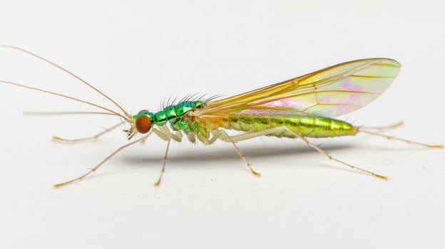 Close-up of a colorful fly photo