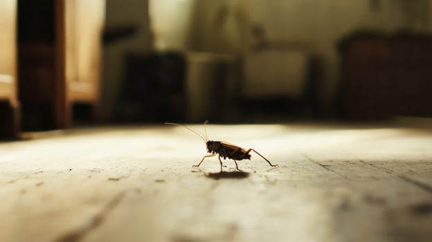 Close-up of insect on wooden floor photo
