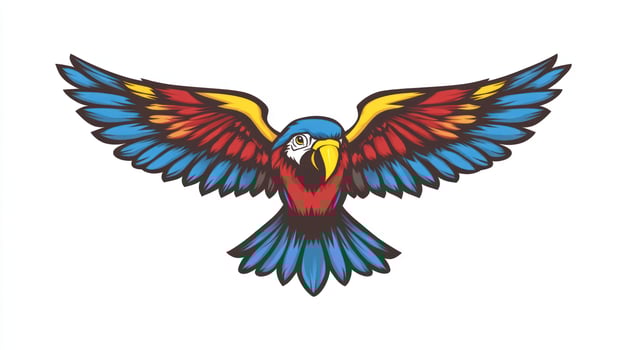 Vibrant parrot in flight, bold colors photo