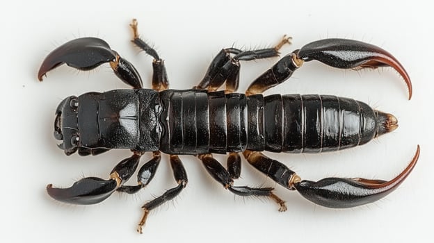 High-angle close-up of a black scorpion photo
