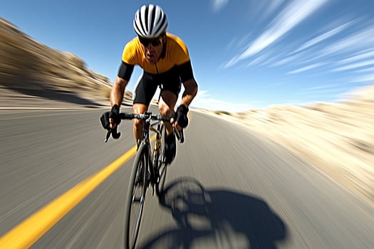 A man riding a bike on a road photo