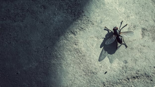 A fly rests on a textured surface photo
