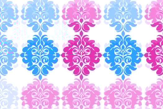 A blue and pink pattern with flowers photo