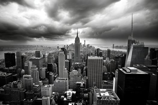 Black and white photo of new york city skyline