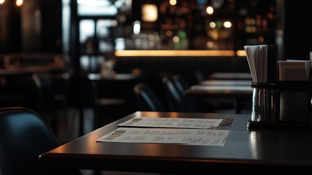 Interior of a dimly lit restaurant photo