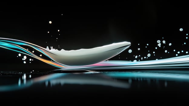 Spoonful of milk splash on a dark background photo