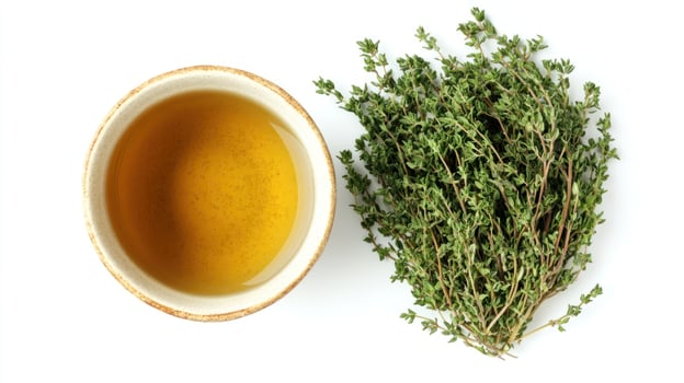 Herbal tea and fresh thyme photo