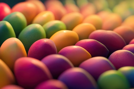 Vibrant, colorful, textured ovoids in a repeating pattern photo