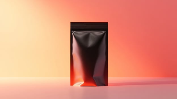Black glossy pouch on a gradient background photo