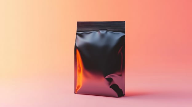 Metallic food pouch on gradient background photo