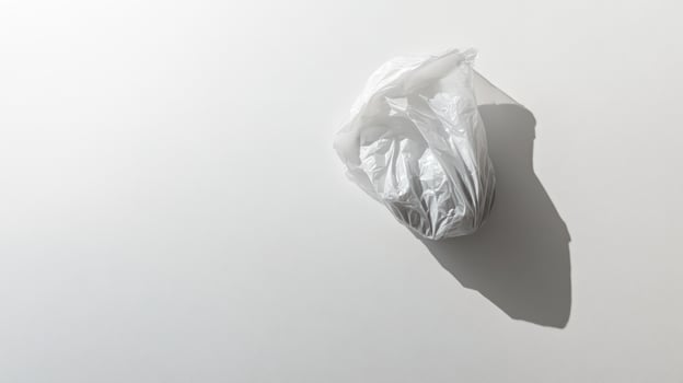 Crumpled white paper bag on a bright surface photo