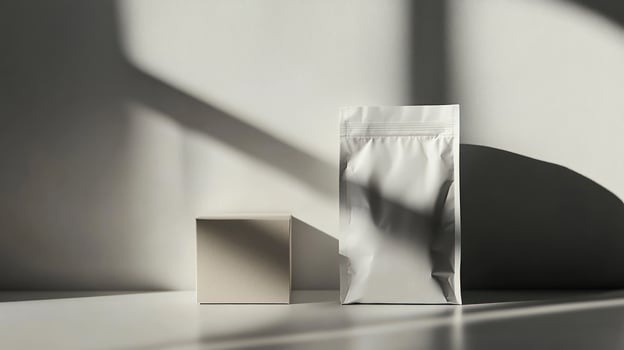 Beige package, light shadows photo
