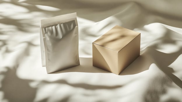 Minimalist packaging mockup, light and shadow photo