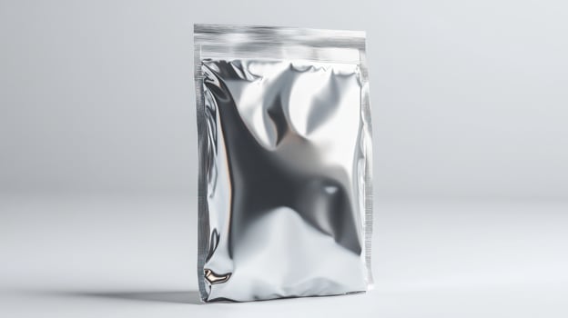 Metallic pouch on white background photo