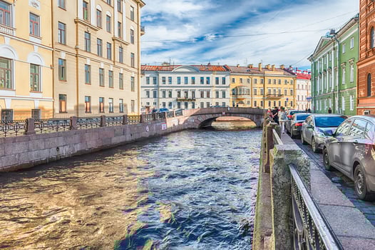 Winter Canal near Hermitage museum, St. Petersburg, Russia photo