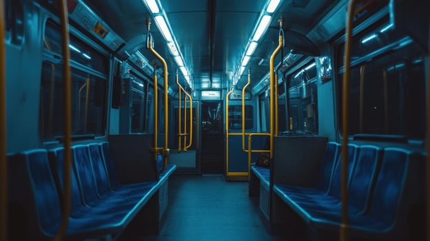 Empty metro car at night photo