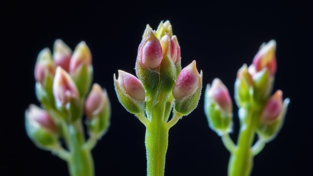 Close-up of three succulent plant buds photo
